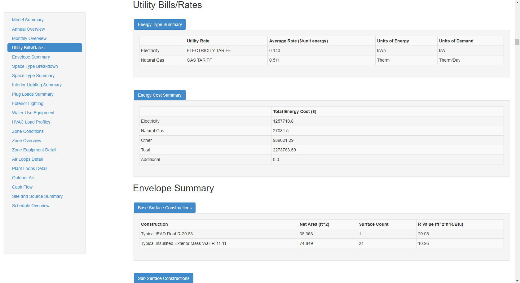 Utility Bills/Rates tables